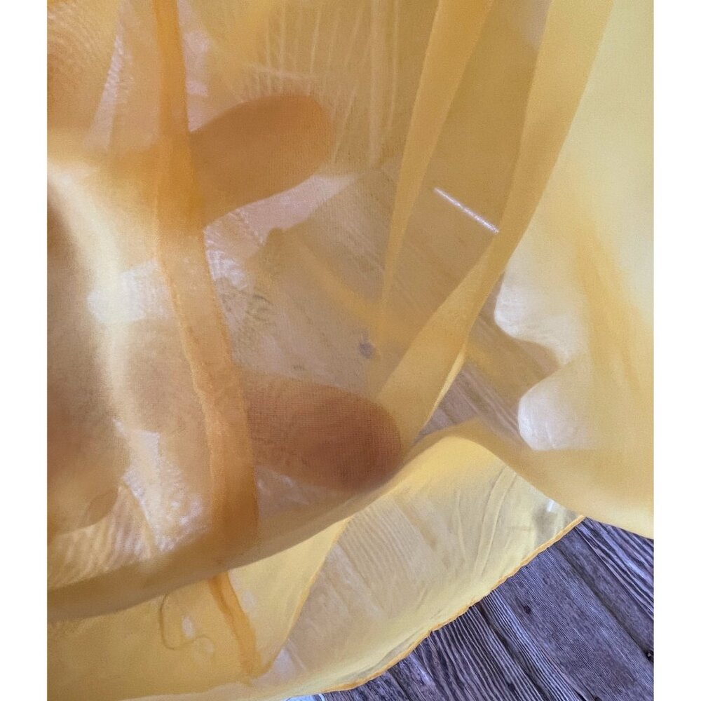 Vintage 1970s Mustard Yellow Sheer Nylon Maxi Dress Size M - Picture 9 of 16